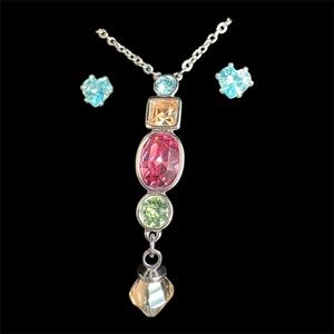 Swarovski Crystal Multicolor Pendant and Earring Set
